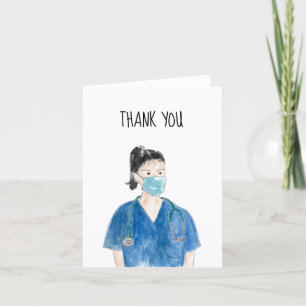Thank you Nurse Watercolor Front Line Health Care Card