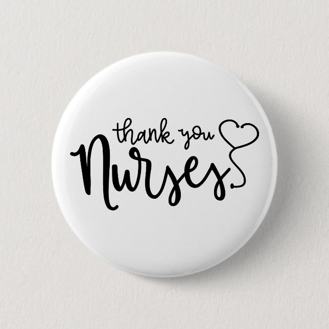 Thank You Nurses | Fancy Script 6 Cm Round Badge (Front)