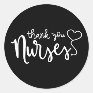 Thank You Nurses   Fancy Script Classic Round Sticker
