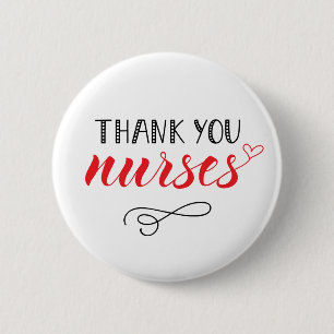 Thank You Nurses   Fun Font 6 Cm Round Badge