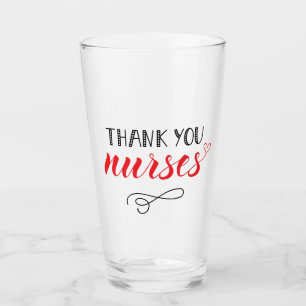 Thank You Nurses   Fun Font Glass