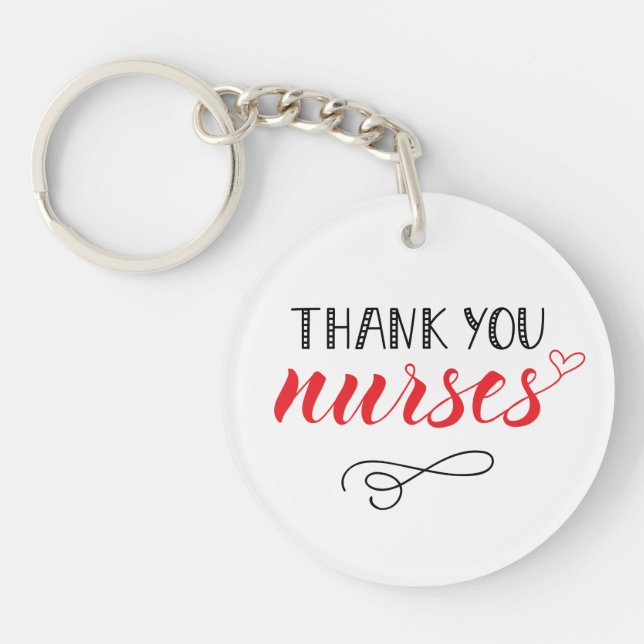 Thank You Nurses | Fun Font Key Ring (Front)
