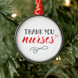 Thank You Nurses Fun Font Metal Tree Decoration