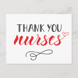 Thank You Nurses   Fun Font Postcard