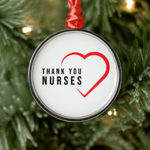 Thank You Nurses   Heart Red Metal Tree Decoration