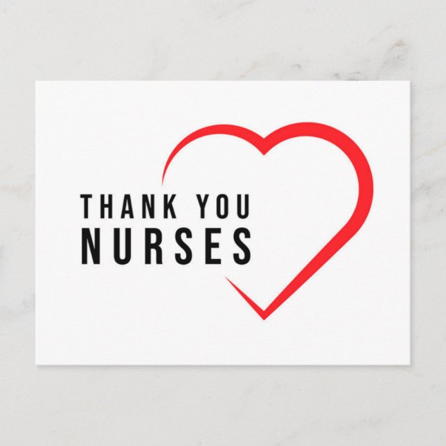 Thank You Nurses | Heart Red Postcard (Front)