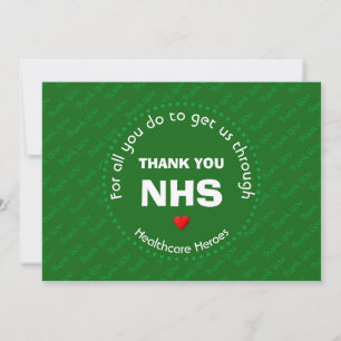 Thank You Nurses NHS Healthcare Heroes GREEN Card