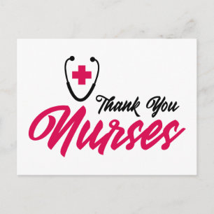 Thank You Nurses   Pink Postcard