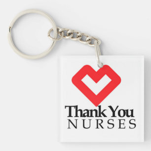 Thank You Nurses Red Heart Key Ring