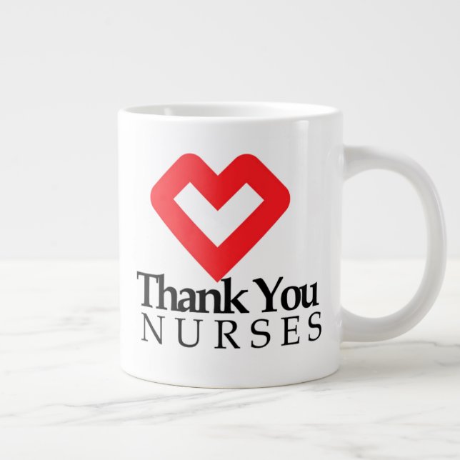 Thank You Nurses | Red Heart Large Coffee Mug (Right)