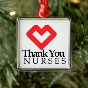 Thank You Nurses   Red Heart Metal Tree Decoration
