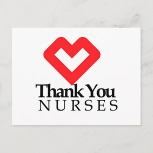 Thank You Nurses   Red Heart Postcard