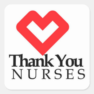 Thank You Nurses   Red Heart Square Sticker