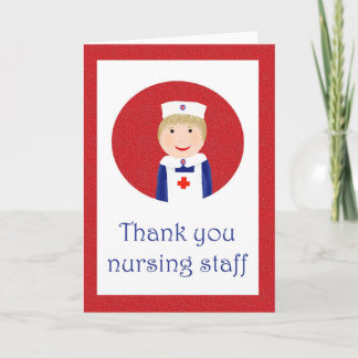 Thank you nursing staff, nurse in white apron