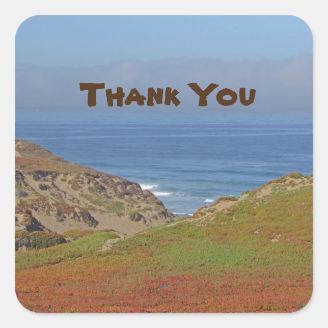 Thank You Ocean Landscape Photo Beach Appreciation Square Sticker (Front)