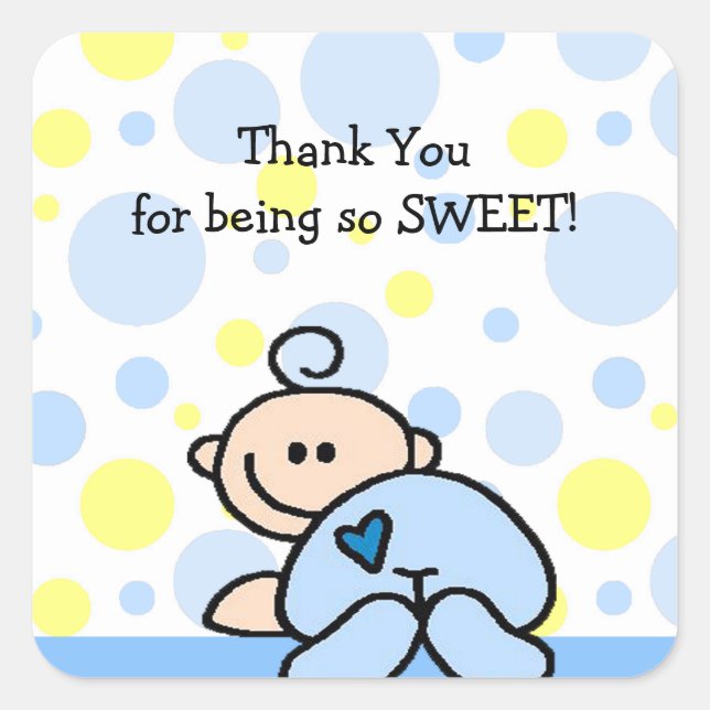 Thank You OH BOY Baby Shower square sticker (Front)