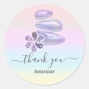 Thank You Ombre Pastels Stone SPA Wellness Classic Round Sticker