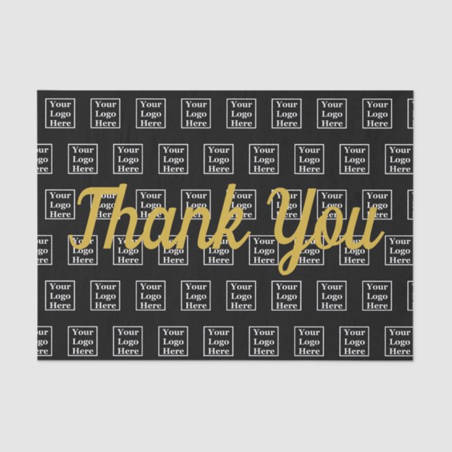 Thank You on Black Your Logo Here Tissue Paper (Front)