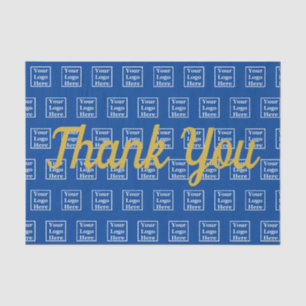 Thank You on Blue Your Logo Here Tissue Paper
