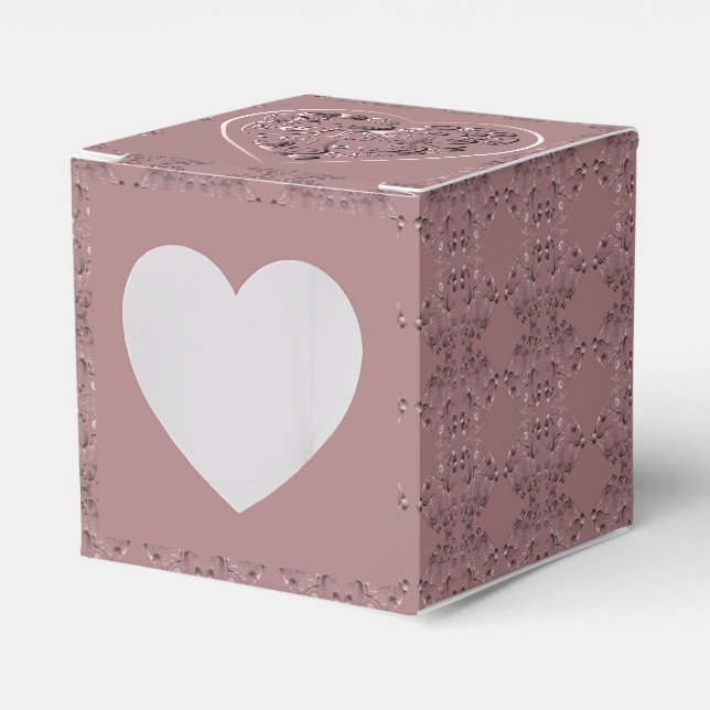 "Thank you" on dusty rose Favour Box (Front Side)