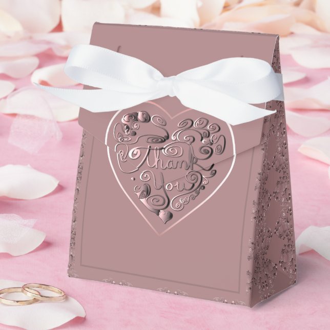 "Thank you" on dusty rose Favour Box (Wedding)