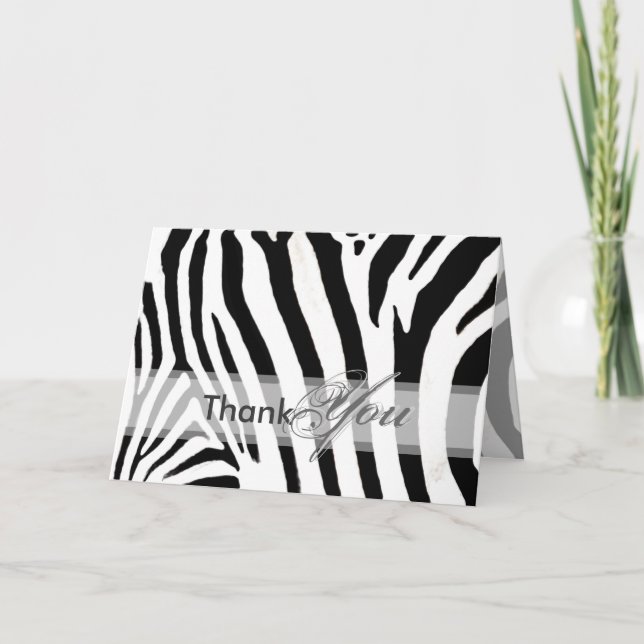 Thank You on the wild side, zebra - Customisable Card (Front)