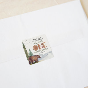  Thank You One Happy Camper Birthday Square Sticker