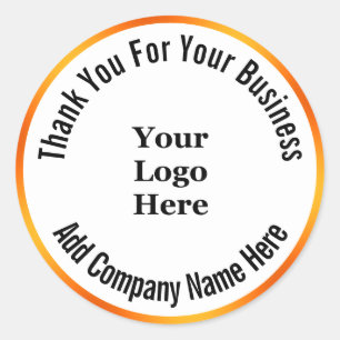 Thank You Orange and White Your Logo Here Classic Round Sticker