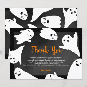 Thank you orange black Halloween ghost baby shower