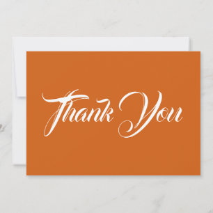 Thank You orange calligraphy Thanksgiving card