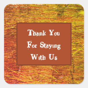 Thank You Orange Promo Vacation Guest Appreciation Square Sticker
