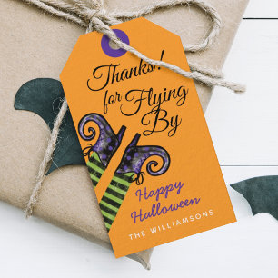 Thank You Orange Spooky Peeking Witch Halloween Gift Tags