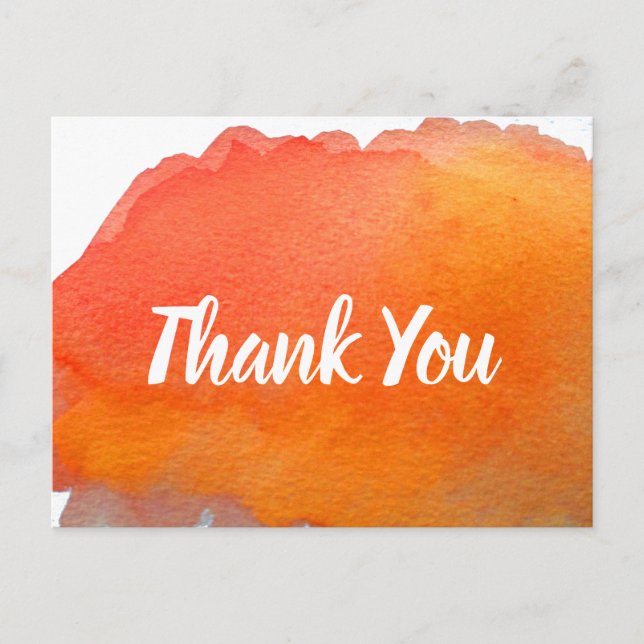 Thank You orange watercolor art quote Postcard (Front)