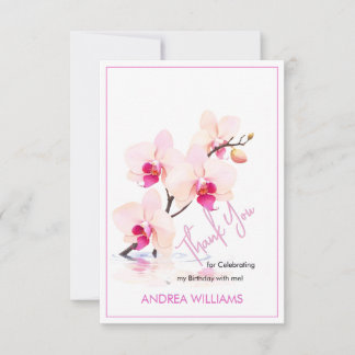 Thank You, Orchid Flower Blossoms 60th Birthday Thank You Card