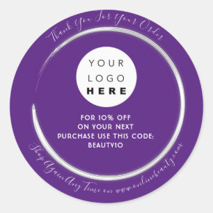 Thank You Order Custom Logo Name Discount Violet Classic Round Sticker