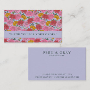 Thank You Order Insert Bold Floral Pattern Purple