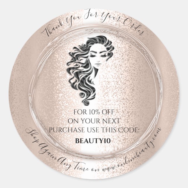 Thank You Order Logo Discount Code Hair Lash Classic Round Sticker (Front)