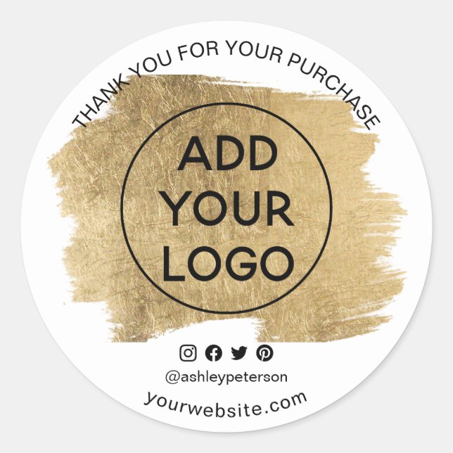 Thank you order logo gold foil social media classic round sticker (Front)