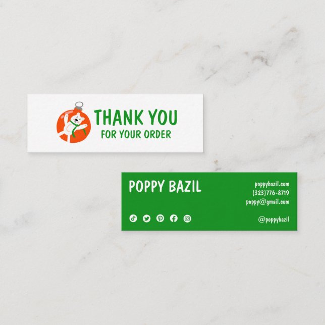 Thank You Order Social Media Icons XMAS Holiday Mini Business Card (Front/Back)