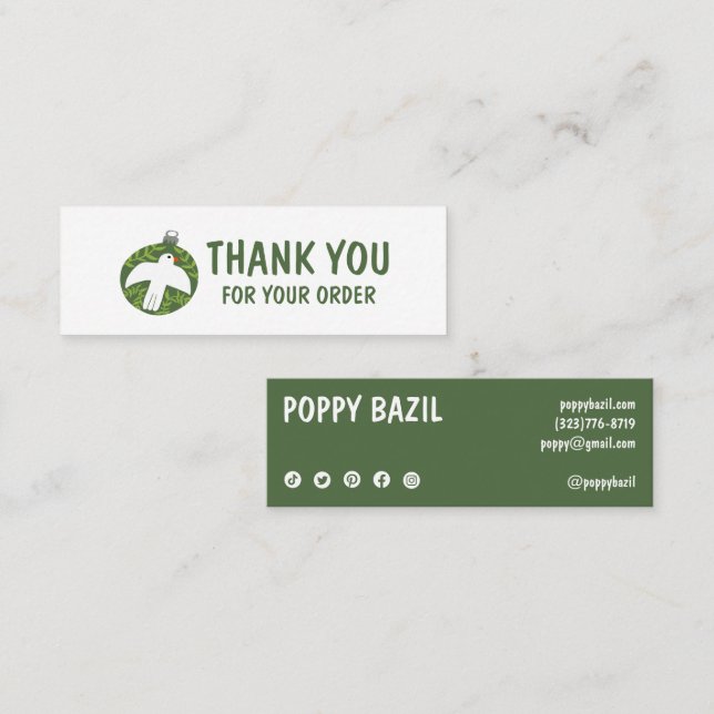 Thank You Order Social Media Icons XMAS Holiday Mini Business Card (Front/Back)