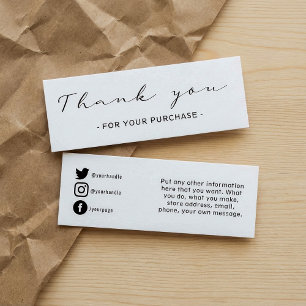 Thank you order, social media insert card