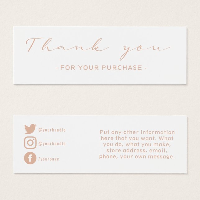 Thank you order, social media insert card (Front & Back)