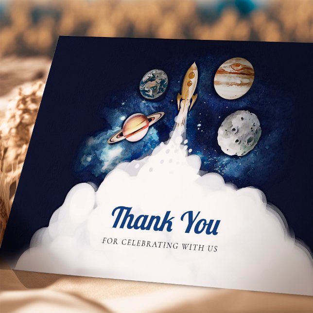Thank You Outer Space Rocket Planets Galaxy Card (Creator Uploaded)