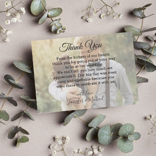 thank you overlay calligraphy wedding photo  card