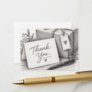 Thank You Package Pencil Sketch Enclosure Card