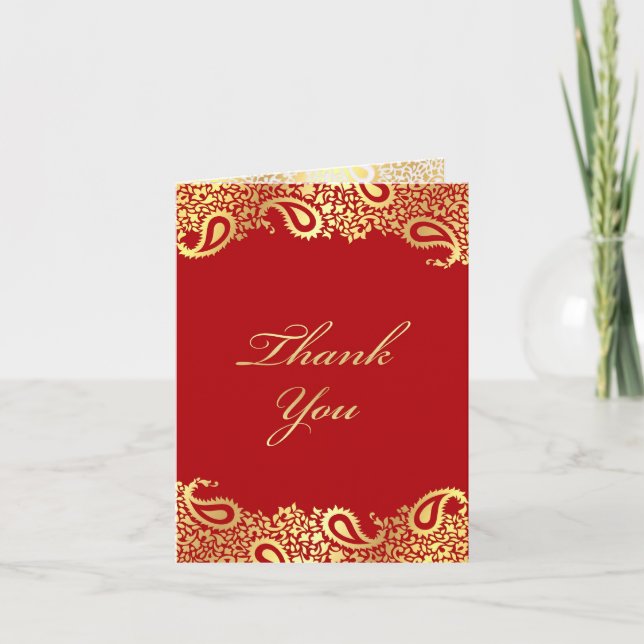 Thank You Paisleys Elegant Indian Folded Card (Front)