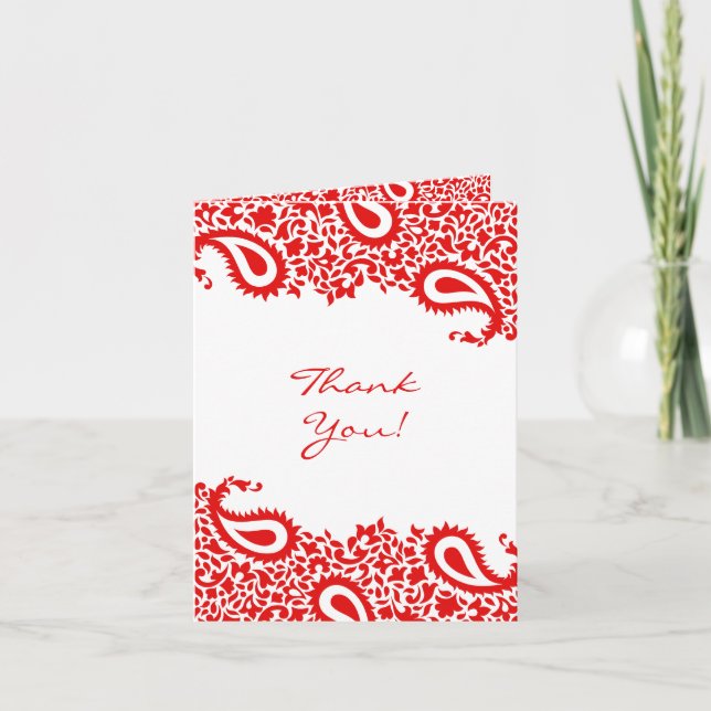 Thank You Paisleys Elegant Indian Folded Card (Front)