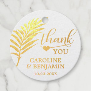 THANK YOU Palm Leaf Gold Foil Beach Tropic Wedding Favour Tags