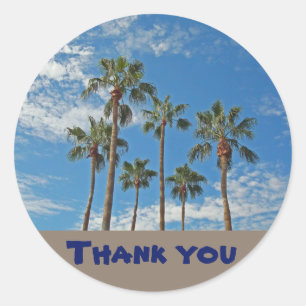 Thank You Palm Tree Blue Sky General Appreciation Classic Round Sticker