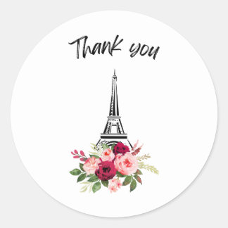 Thank you Paris roses Classic Round Sticker